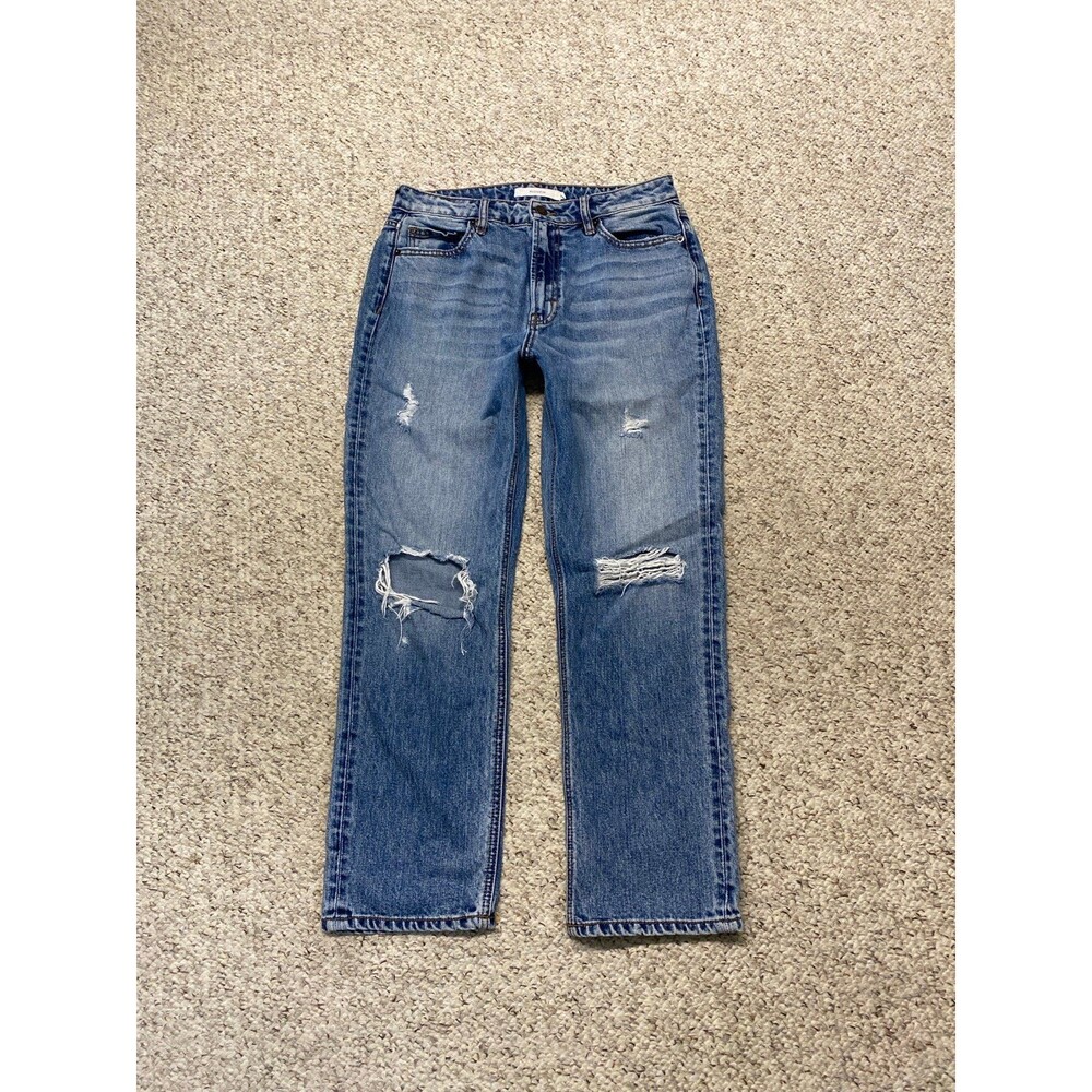 28 Hidden High-Rise Distressed Crop Straight Leg
